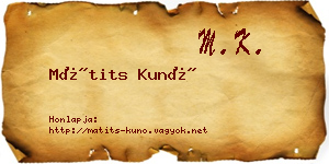 Mátits Kunó névjegykártya